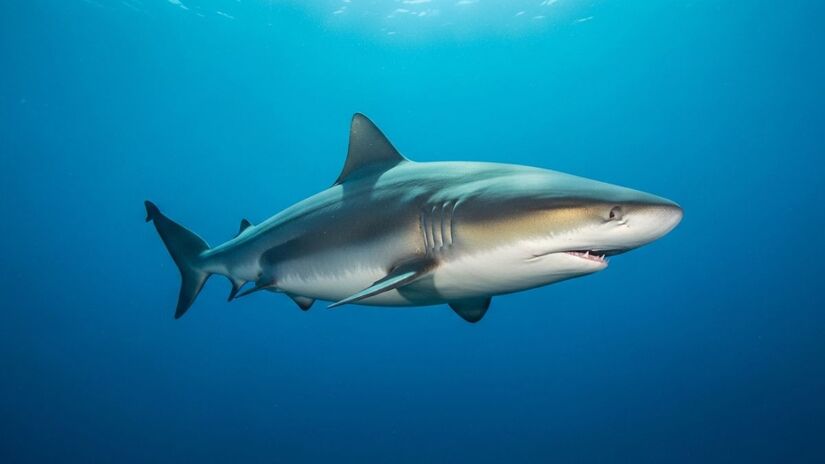 Segundo o biólogo Otto Bismarck Gadig, ver tubarões na baía de Santos não é algo anormal / Fotos a seguir: Imagens geradas por IA/ImageFX