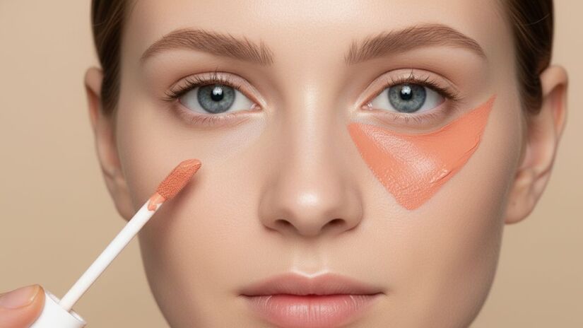 O corretivo salmão ajuda a corrigir olheiras azuladas e manchas com tonalidades frias/ Gerado por IA/Gemini
