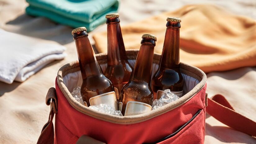 A bolsa térmica de tecido ecológico é a tendência do Verão 2026. Ela combina a funcionalidade de manter bebidas geladas com um design clean e tons naturais/Freepik