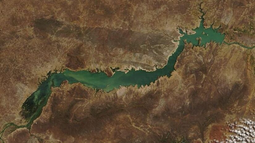 Vista do Lago Sobradinho, no Brasil, a partir do espaço / Terra/MODIS/Wikimedia Commons