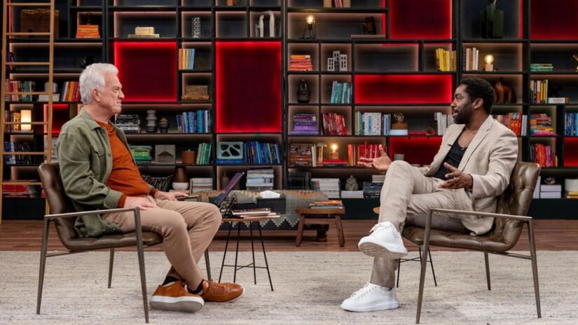 O ator Lázaro Ramos também participou da tradicional conversa/Daniela Toviansky/Globo