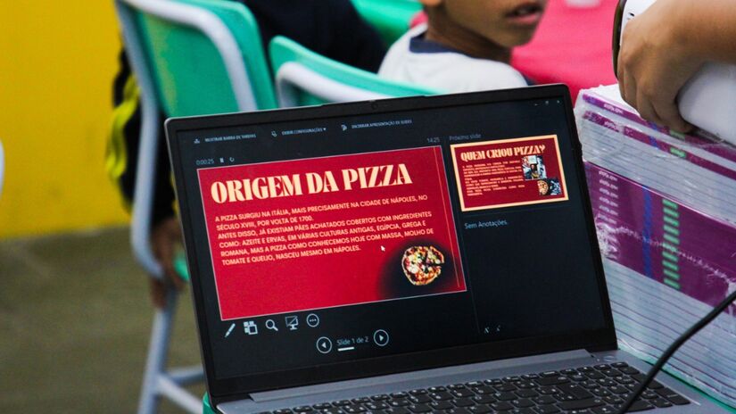 Eles também aprenderam um pouco da história da pizza / Divulgação/PMSV
