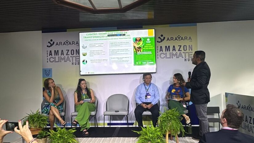 Secretário de Meio Ambiente de Cubatão, Cleiton Jordão, discursou na COP 30 (Divulgação/PMC)