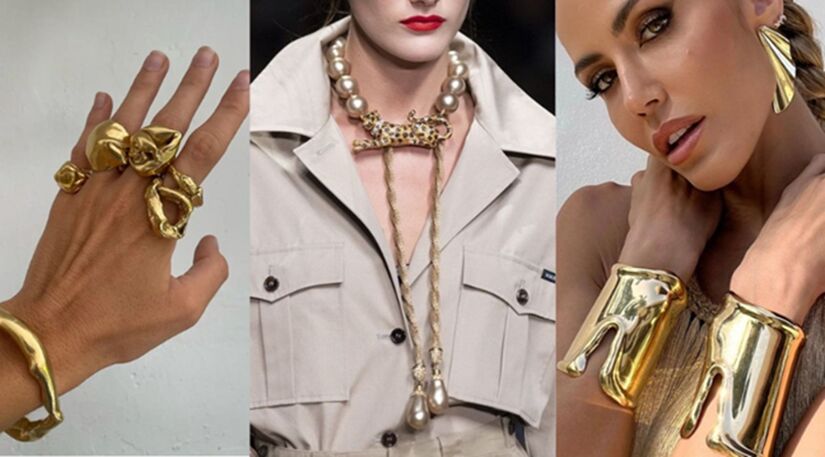 Misturar texturas naturais, como palha e corda, com metais dourados e pedrarias coloridas (Reprodução/Pinterest)