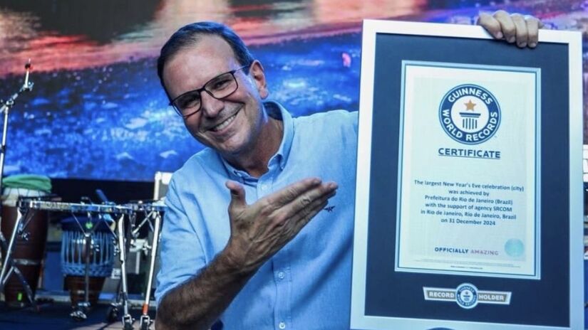 Rio de Janeiro  Certificação do Guinness World Records reconhece a maior celebração de Réveillon do mundo, alcançando projeção internacional/ Reprodução Instagram/@eduardopaes