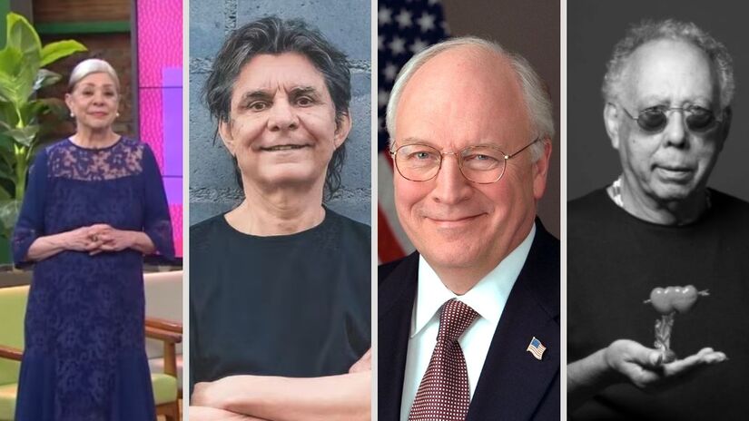 Novembro reuniu perdas importantes na televisão, na música e na política, com as mortes da apresentadora Ione Borges, do músico Lô Borges, do ex-vice-presidente Dick Cheney e de Jards Macalé/ Mulheres/TV Gazeta/Selphox/Domínio Público/Wikimedia Commons/Reprodução Instagram/@jardsmacale