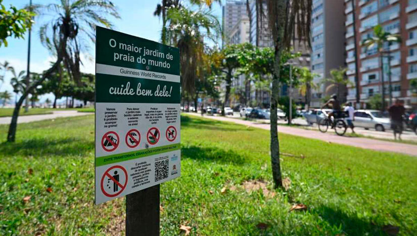 Jardim da Orla, idealizado por Saturnino de Brito, transformou a praia de Santos em um dos cen&aacute;rios mais emblem&aacute;ticos do pa&iacute;s/PMS
