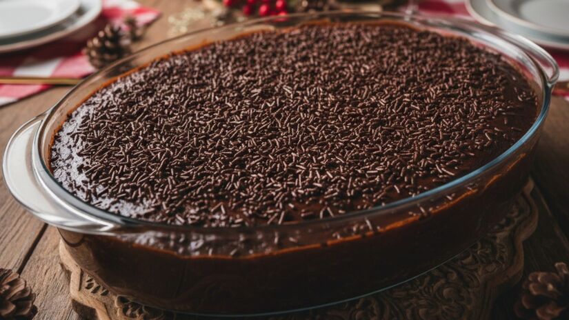 O brigadeirão é uma sobremesa pensada para dividir, mantendo o sabor intenso do chocolate em uma versão maior e mais cremosa. Ele costuma ser presença garantida em aniversários, agradando por unir praticidade e sabor marcante  / Imagem ilustrativa gerada por IA