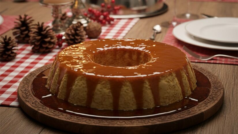O pudim de leite condensado é um dos doces mais tradicionais do Brasil. Com textura macia e calda de caramelo, ele encerra refeições com aquele sabor familiar que remete a almoços em família e celebrações especiais  / Imagem ilustrativa gerada por IA