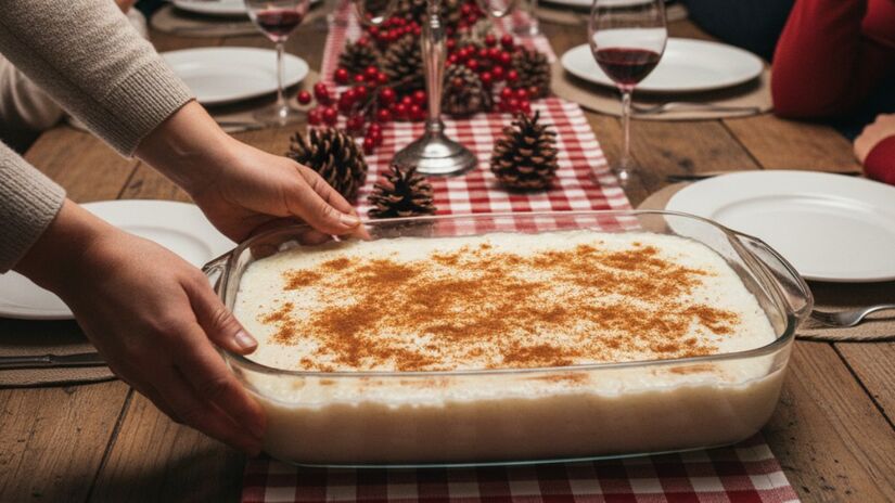 O arroz doce é sinônimo de conforto. Cremoso e simples, ele aparece tanto no dia a dia quanto em festas tradicionais, mantendo seu espaço por despertar memórias afetivas / Imagem ilustrativa gerada por IA