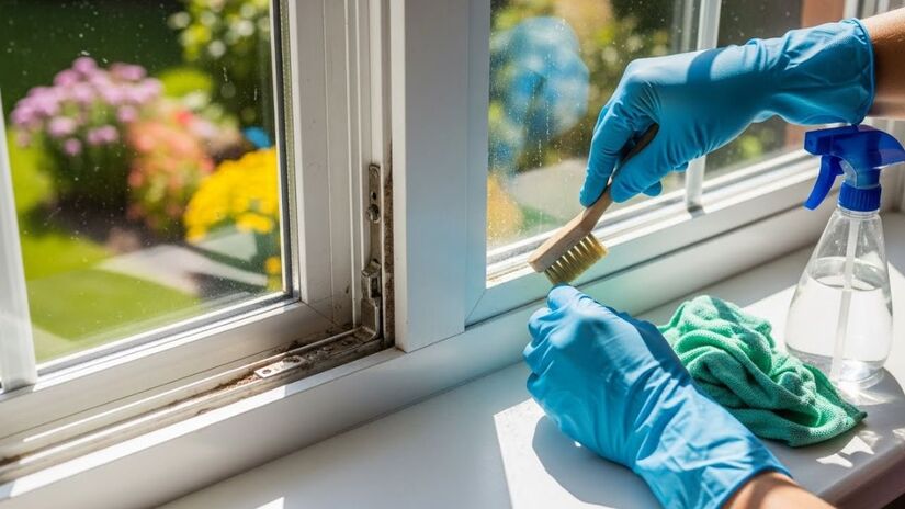 Trilhos de janelas acumulam sujeira por causa do formato e da movimentação constante / Imagens geradas por IA/ImageFX