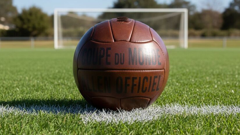 Bola da Copa de 1938, que ocorreu no França, chamada de Allen/ Imagem meramente ilustrativa/Gerado por IA/Gemini