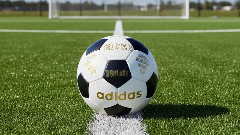 Bola da Copa de 1970, que ocorreu no México, chamada de Telstar/ Imagem meramente ilustrativa/Gerado por IA/Gemini