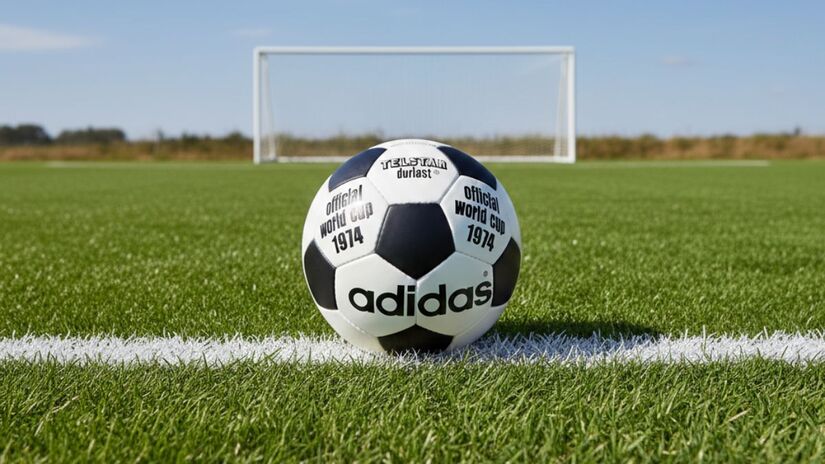 Bola da Copa de 1974, que ocorreu no Alemanha Ocidental, chamada de Telstar Durlast/ Imagem meramente ilustrativa/Gerado por IA/Gemini