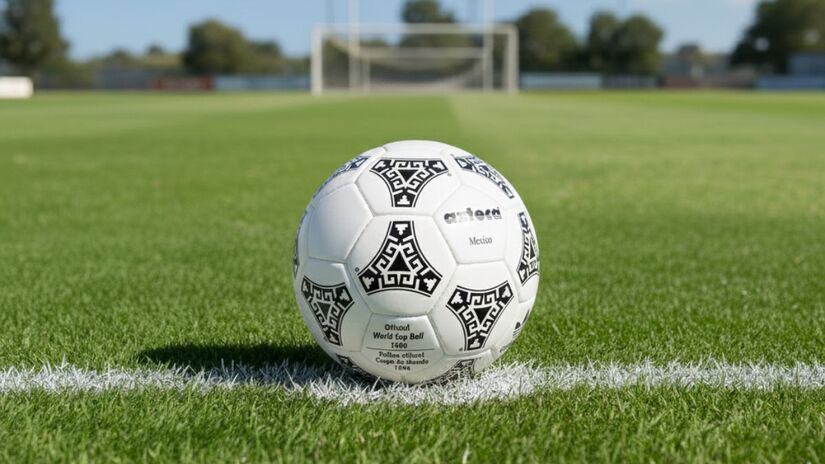 Bola da Copa de 1986, que ocorreu no México, chamada de Azteca/ Imagem meramente ilustrativa/Gerado por IA/Gemini