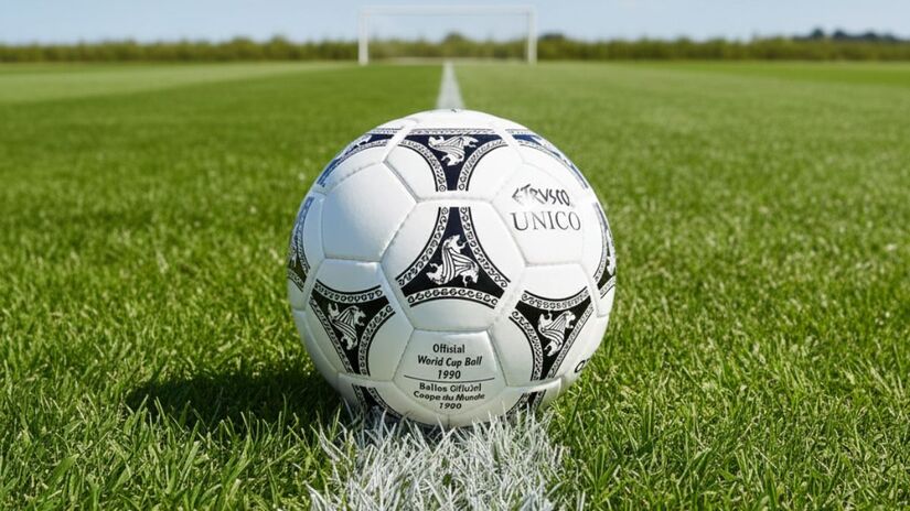 Bola da Copa de 1990, que ocorreu no Itália, chamada de Etrusco Unico/ Imagem meramente ilustrativa/Gerado por IA/Gemini