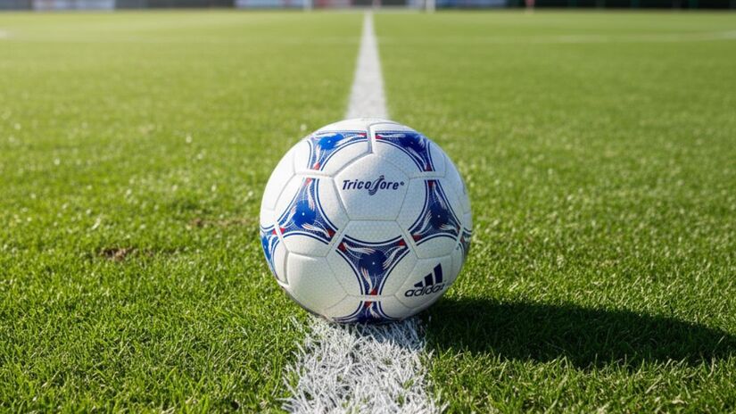 Bola da Copa de 1998, que ocorreu no França, chamada de Tricolore/ Imagem meramente ilustrativa/Gerado por IA/Gemini