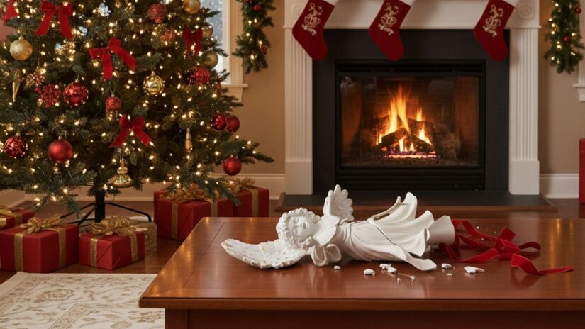 Enfeites danificados ou quebrados podem transmitir sensação de desordem e desgaste energético no ambiente natalino/ Gerado por IA/Gemini