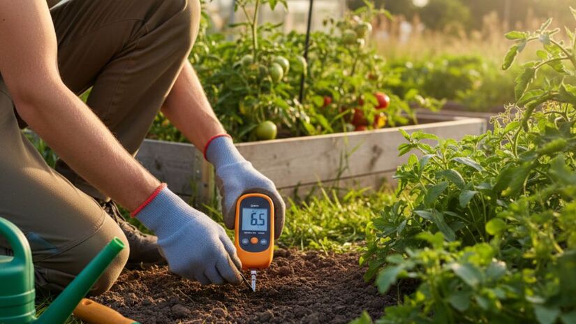 Equilíbrio do pH do solo - Um solo muito ácido dificulta a absorção de minerais pelas raízes, algo que o bicarbonato ajuda a corrigir ao reduzir a acidez e devolver o equilíbrio ideal para a planta/ Gerado por IA/Gemini