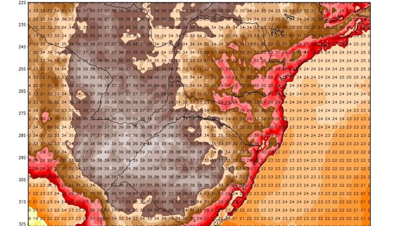 Auge do calor ocorre no sábado, com marcas entre 35°C e 40°C em grande parte do estado/Divulgação