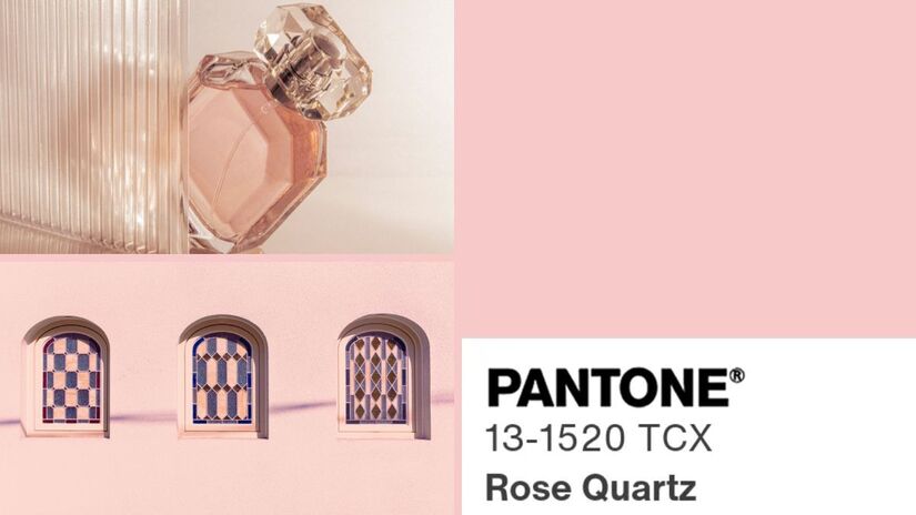 O Rose Quartz, Pantone 13-1520, carrega o nome do cristal associado ao amor e às emoções profundas. Quem nasce em maio, sejam taurinos ou geminianos, costuma reunir charme cativante, intensidade nos sentimentos e um magnetismo natural que se assemelha à delicadeza e à força desse tom/ Reprodução Pantone/Sandra Dans/Marco Devon/Canva