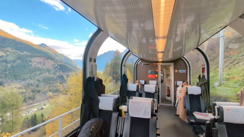 O percurso atravessa o Vale do Engadin, com destaque para St. Moritz e Pontresina