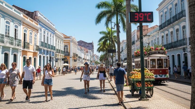 Mesmo que a gestão municipal estude recursos como a energia solar e invista pesadamente em maneiras de controlar esse cenário, o clima quente toma conta do município (Google Gemini/Imagem gerada por IA e meramente ilustrativa)