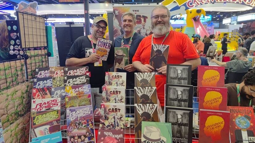 Clayton InLoco, Mauro de Abreu e Rodrigo Piovezan reservaram um espaço para lançar suas obras pela Kaiju (Gabriel Fernandes/DL)