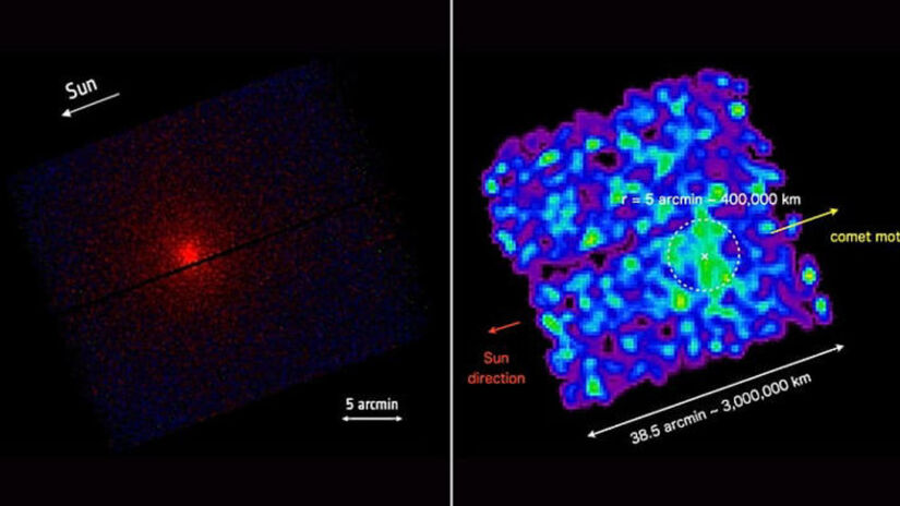 Imagens recentes feitas por telescópios terrestres e pelo observatório espacial XMM-Newton / ESA/XMM-Newton/C. Lisse, S. Cabot & the XMM ISO Team / JAXA