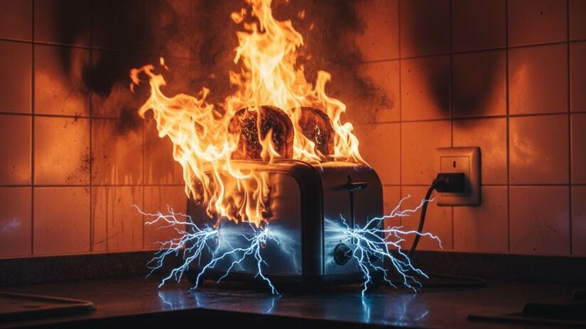 Al&eacute;m do Micro-ondas, as torradeiras tamb&eacute;m podem causar inc&ecirc;ndios (Google Gemini/ Imagem Gerada por IA)