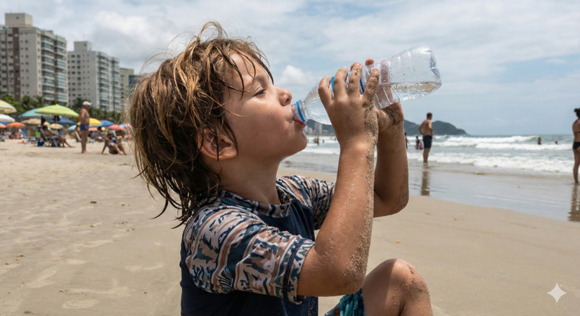 As crianças devem ficar hidratadas, pois são mais sensíveis ao calor / IA