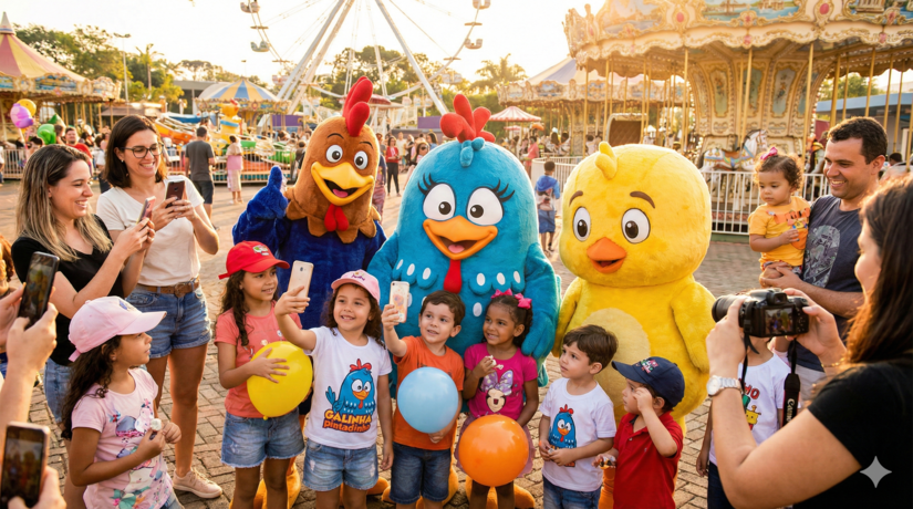 As crianças amam a Galinha Pintadinha e sua turma.
