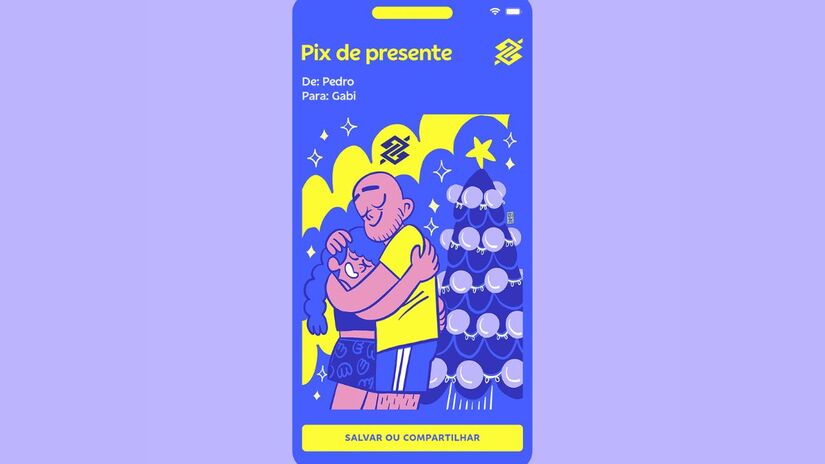 Transforme o seu Pix de Natal em um cartão personalizado e cheio de estilo com a nova função do app do BB/Divulgação