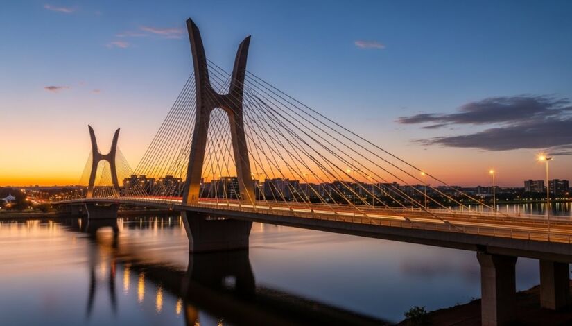 O projeto, assinado pelo arquiteto Alexandre Chan e pelo engenheiro Mário Vila Verde, foi concebido para simular o movimento de uma pedra quicando sobre o lago / ImageFX