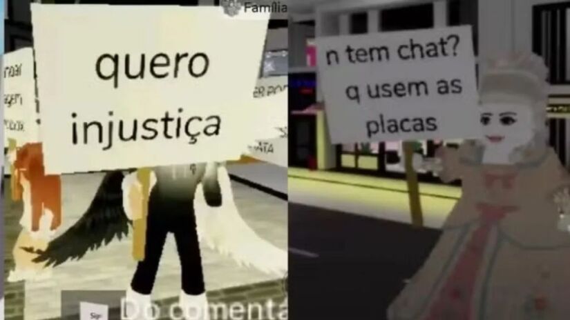 Manifestações virtuais realizadas por usuários infantis no Roblox levantam alertas sobre exposição excessiva e riscos à segurança digital. Reprodução/X