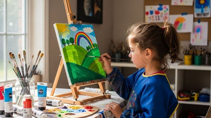 A pintura funciona como um canal de comunicação onde a criança consegue dar forma e cor aos sentimentos que ela ainda não sabe explicar com palavras / ImageFX