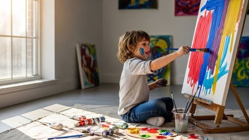 Ao enfrentar o desafio de uma mancha inesperada ou de um desenho que sai do controle a criança aprende na prática a lidar com a frustração e a ser mais flexível