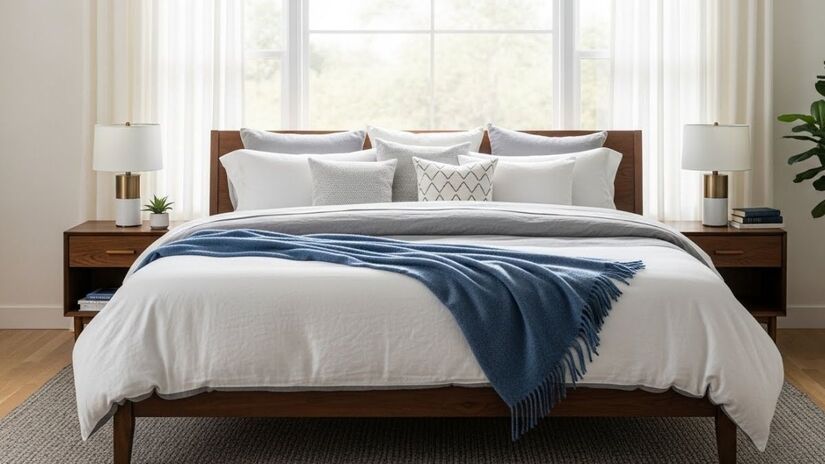 O design de interiores está trocando o volume pesado das camas box por estruturas elevadas que trazem uma sensação imediata de leveza e respiro ao quarto / ImageFX