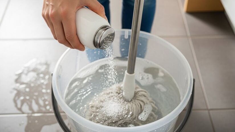 O uso doméstico do sal não substitui a função dos desinfetantes industriais pois a concentração no balde é insuficiente para eliminar microrganismos