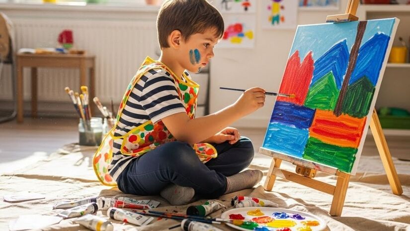 O mergulho profundo nas cores ajuda a desacelerar o ritmo do corpo e ensina o pequeno a encontrar seu próprio estado de calma e equilíbrio emocional