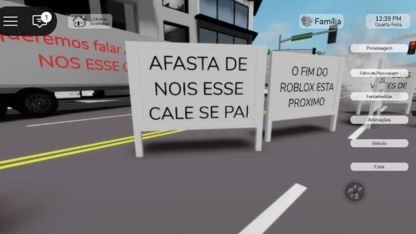 Com o chat limitado, jogadores encontraram formas alternativas de expressão dentro do Robox, gerando preocupação entre especialistas em segurança on-line. Reprodução/X