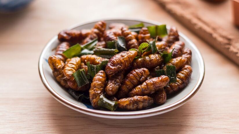 Feito à base de insetos fritos e temperados, o Hon mhai é considerado uma fonte alternativa de proteína na Tailândia. Divulgação/Tasteatlas