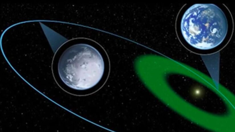 Situado a cerca de 16 anos-luz da Terra, o exoplaneta GJ 1002 B orbita uma estrela anã vermelha e se destaca por estar dentro da chamada "zona habitável". Captura de tela/YouTube/Ciência é Vida