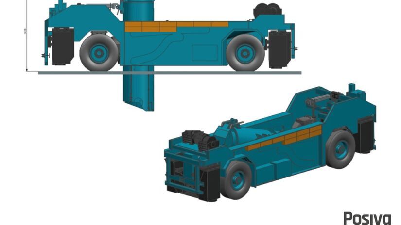 O veículo KSAA é responsável por transportar e instalar os canisters de cobre com combustível irradiado nos poços subterrâneos / Posiva/Divulgação