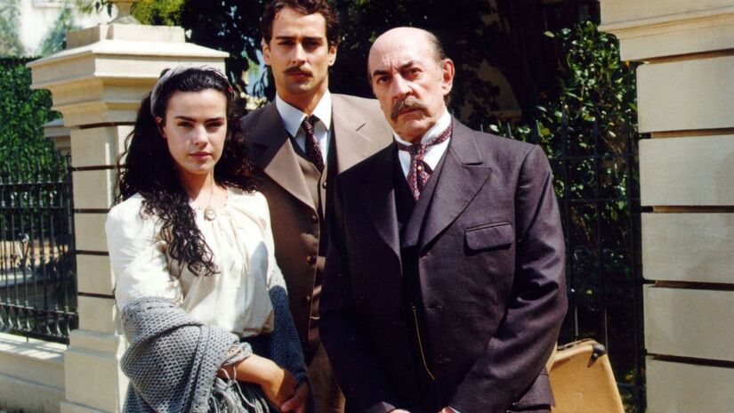 Giuliana (Ana Paula Arósio), Francesco (Raul Cortez) e Marco Antônio (Marcello Antony)/Globo
