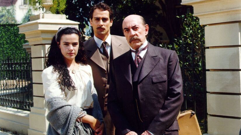 Francesco (Raul Cortez), Juliana (Ana Paula Arósio) e Marco Antonio (Marcello Antony)/Globo