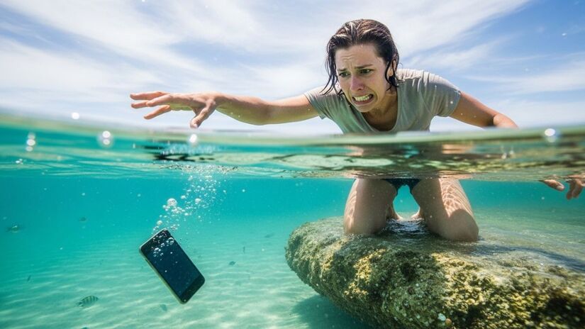 Desligar o aparelho imediatamente após a queda na água é essencial para reduzir o risco de curto-circuito e danos permanentes/ImageFX