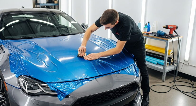 O envelopamento automotivo, feito com vinil autoadesivo, evoluiu drasticamente, oferecendo hoje desde acabamentos foscos até texturizados com durabilidade surpreendente / ImageFX