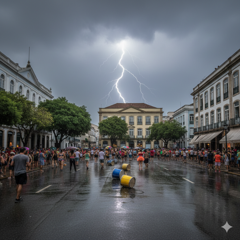 Ao perceber a presença de raios ou trovões, saia do bloco e procure abrigo (nunca em uma árvore) / IA - Gemini