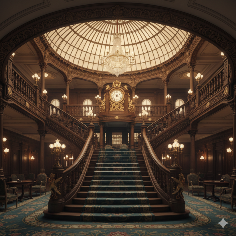 A escadaria principal do navio mais famoso do mundo / Imagem ilustrativa - IA